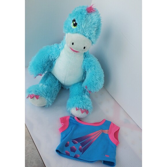 BAB Build a Bear Workshop Dinosaur TURQUOISE Pink Blue STEGOSAURUS 18” Plush Toy - Picture 11 of 12